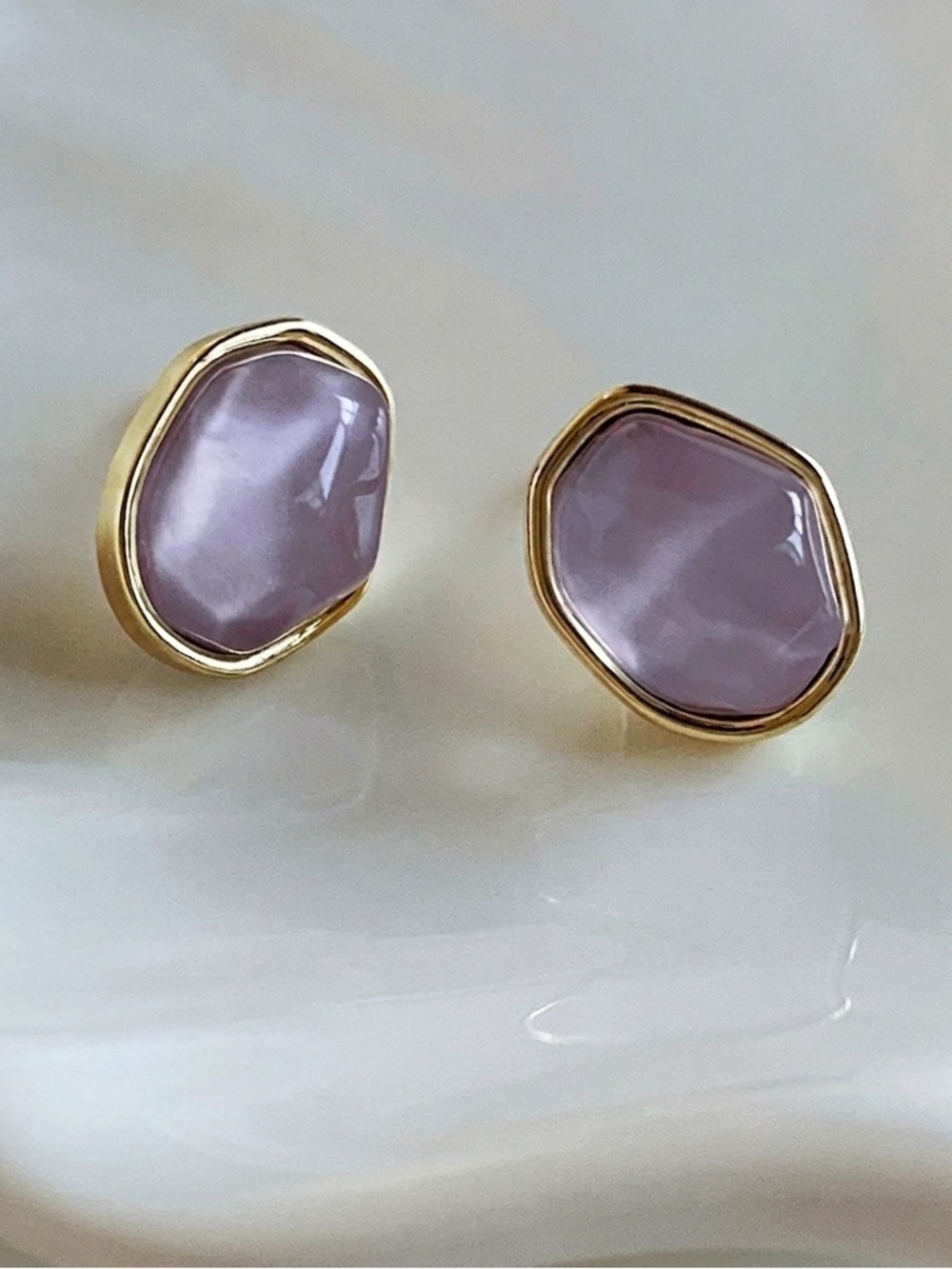 NEW Refined Niche Irregular Lavender Stone Studs | S925 Silver Posts